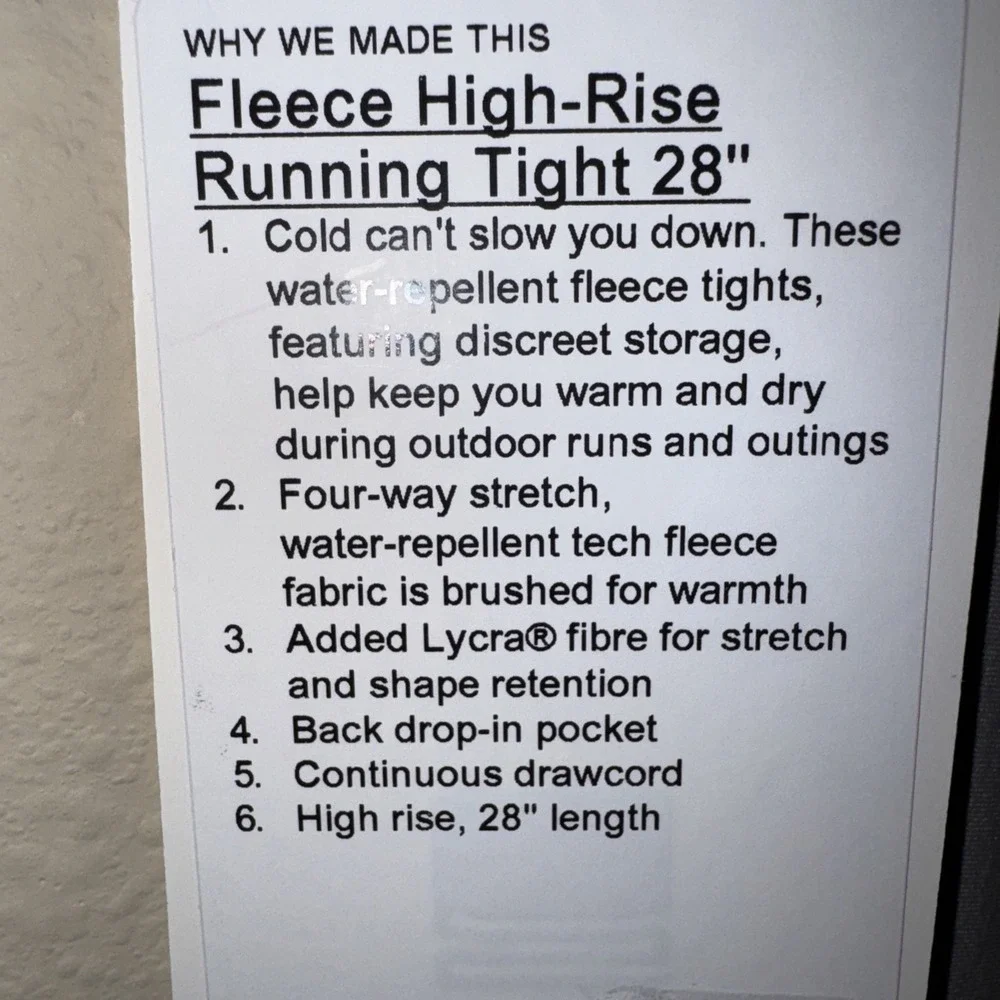 Lululemon Fleece High-Rise Running Tight 28